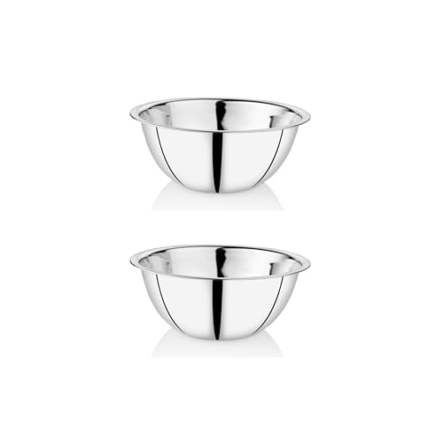 EMBASSY Stainless Steel Pack of 2 Mixing Bowls for Kitchen | Size 1 | 1400 ml | Bowls for Baking, Mixing Atta, Storing and Serving | Ideal for Gifting - Image 1