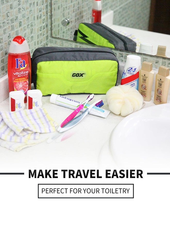 GOX Premium Toiletry Bag, Dopp Kit Case For Travel, Multifunction Organizer Pouch (Green/Grey) - Image 2