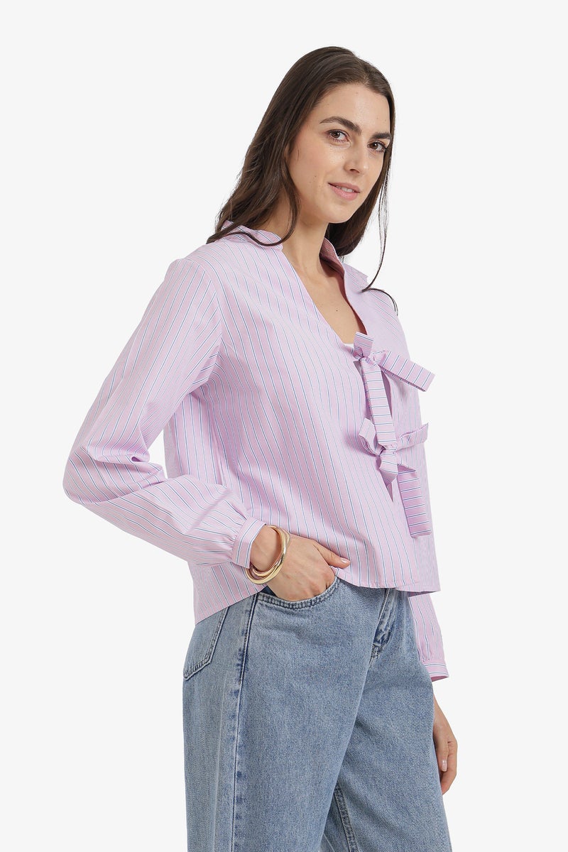 Carina Striped Tie-Front Shirt - Image 2