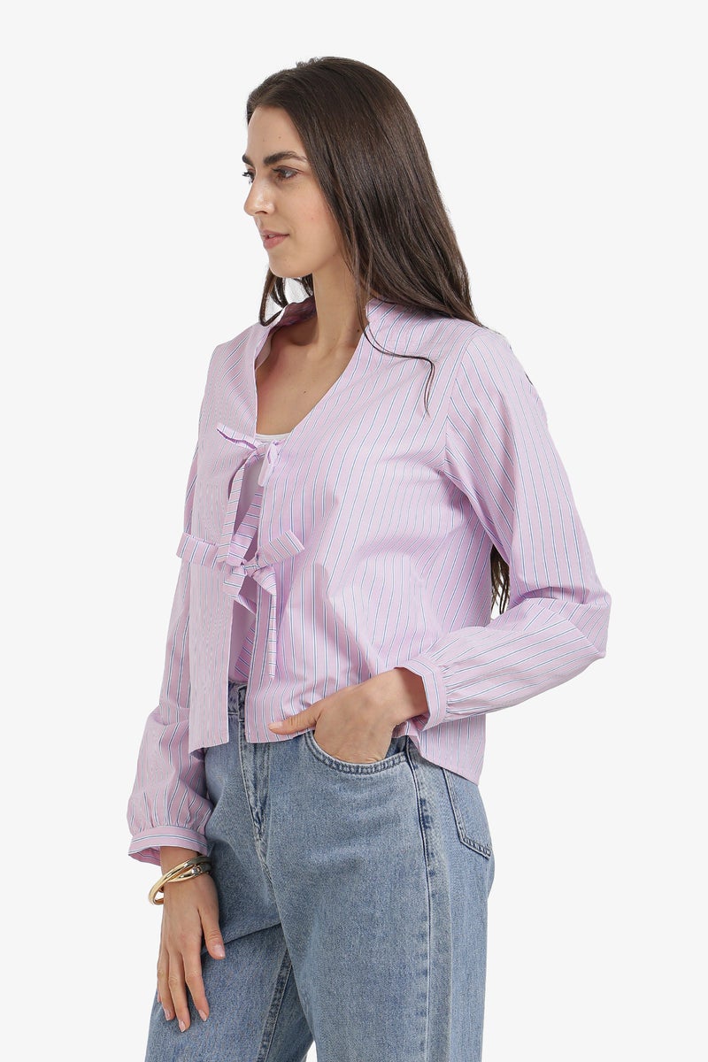 Carina Striped Tie-Front Shirt - Image 3