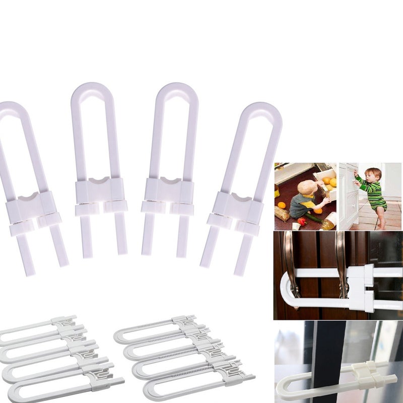 Pack of 4 Child Safety Cabinet Latches For Closet Kitchen Door U-Shaped Lock - Image 2
