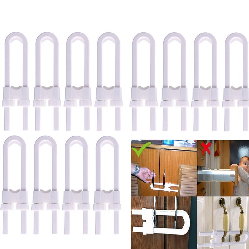Pack of 4 Child Safety Cabinet Latches For Closet Kitchen Door U-Shaped Lock - Image 1