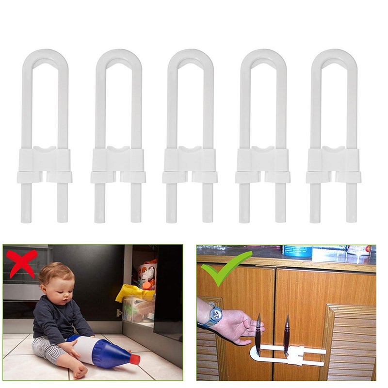 Pack of 4 Child Safety Cabinet Latches For Closet Kitchen Door U-Shaped Lock - Image 5