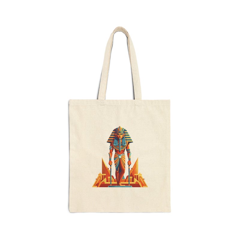 Tote Bag - Modern Egyptian Pharaoh Canvas Zipper Bag - Modern Egyptian Pharaoh Illustration Tote Bag, Colorful Ancient Egypt Character Canvas Bag, Unique Artistic Gift, Daily Use Handbag. - Image 1