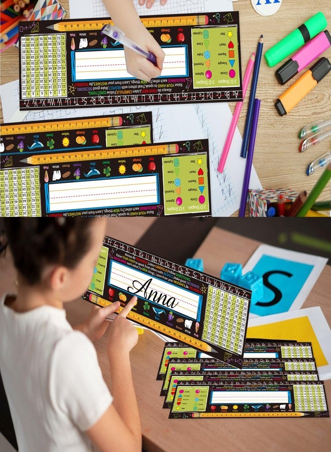 starboling Desk Nameplates,40pcs Name Tags for Classroom,Waterproof Multipurpose Manuscript Students Name Plates for desks Classroom with Multiplication,Fractions and Percentages Table(Black Style) - Image 4