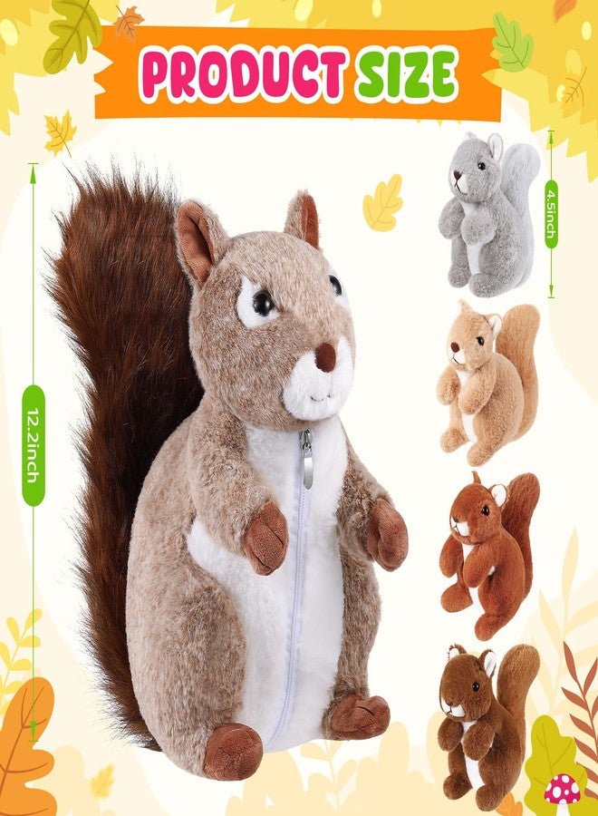 ZJoey 5 Pcs Squirrels Plush Mommy Stuffed Animal with Baby Plush Animals Soft for Christmas Girls Birthday Xmas Bedtime Gift Chair Bolster Nursery Decor(Squirrel) - Image 4
