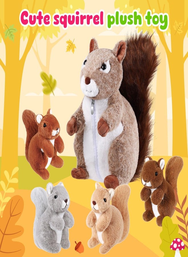 ZJoey 5 Pcs Squirrels Plush Mommy Stuffed Animal with Baby Plush Animals Soft for Christmas Girls Birthday Xmas Bedtime Gift Chair Bolster Nursery Decor(Squirrel) - Image 5