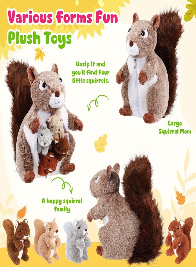 ZJoey 5 Pcs Squirrels Plush Mommy Stuffed Animal with Baby Plush Animals Soft for Christmas Girls Birthday Xmas Bedtime Gift Chair Bolster Nursery Decor(Squirrel) - Image 3