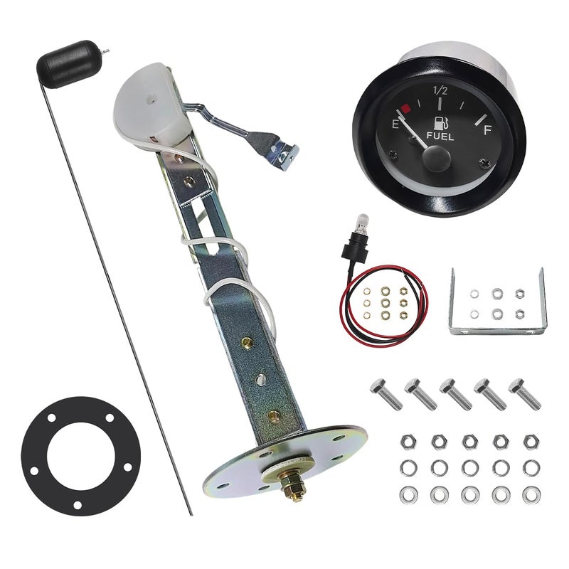 ZNDAW 2 52mm Fuel Level Gauge 12V Fuel Tank Meter wFuel Level Sensor E12F Pointer Universal Gauge Float Gas Tank Sending Unit for Boat Truck RV Motorcycle Car Accessories - Image 3