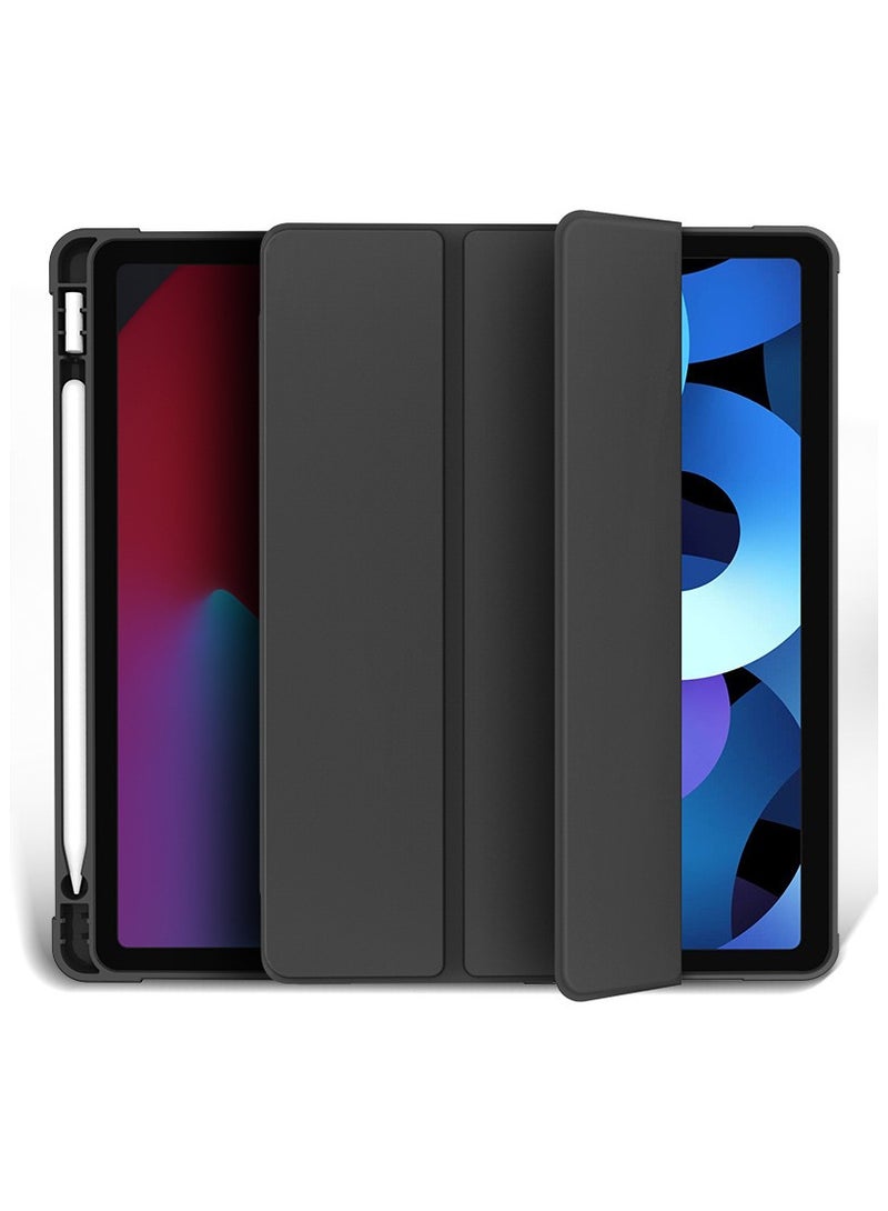 غطاء غطاء ذكي نحيف ستاند هارد باك شل ذكي لجهاز iPad Pro 13 بوصة M4 (2024) ، إيقاظ / نوم تلقائي مع حامل قلم رصاص أسود