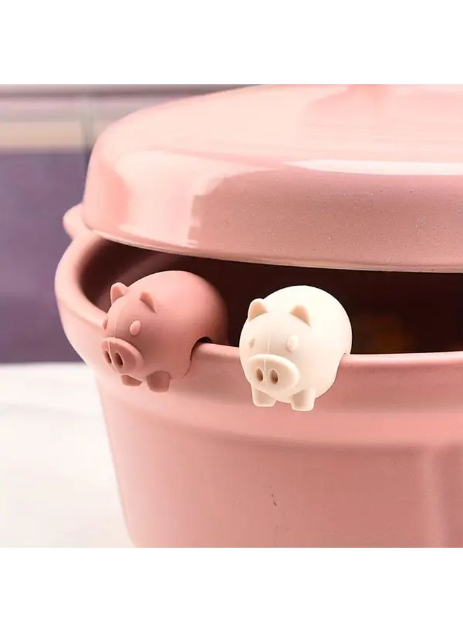 Pink And White Pig Silicone Pot Lid Holder Anti Spill Kitchen Accessory Heat Resistant - Image 2