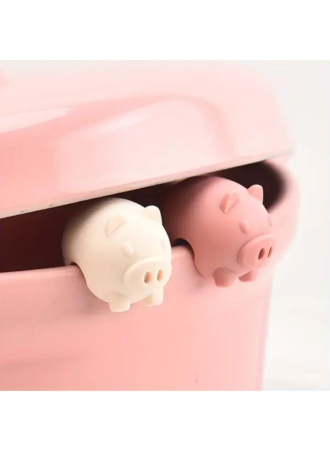 Pink And White Pig Silicone Pot Lid Holder Anti Spill Kitchen Accessory Heat Resistant - Image 3