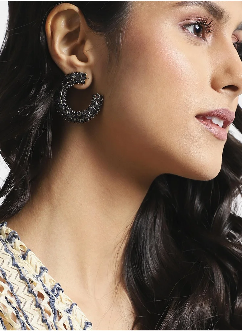 SOHI Crystal Bar Hoop Earrings