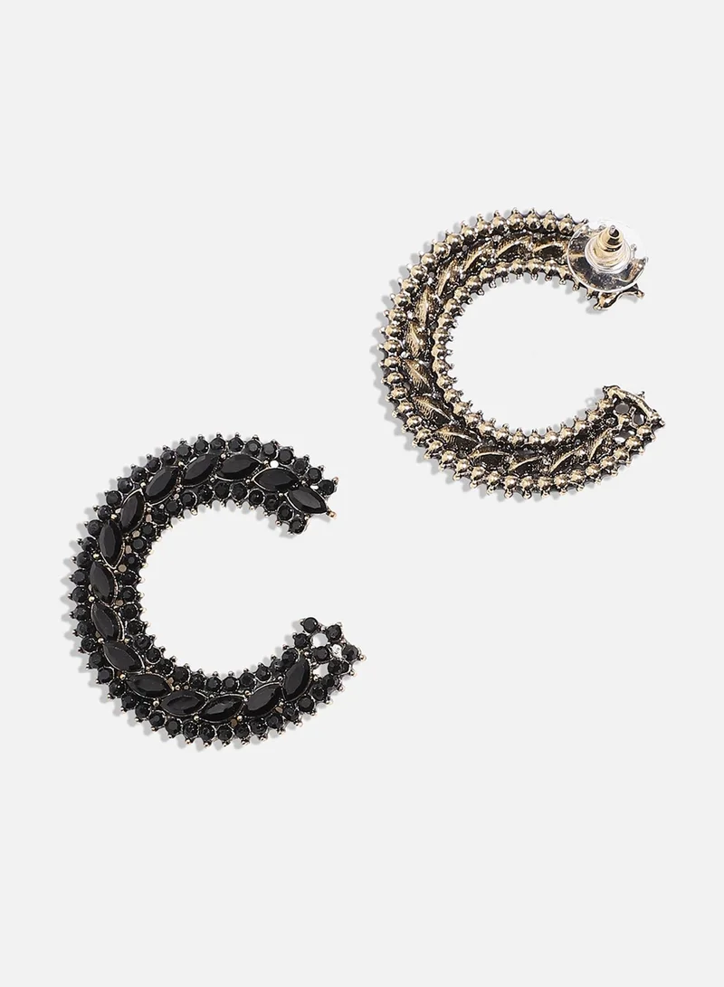 SOHI Crystal Bar Artificial Hoop Earring Jewellery