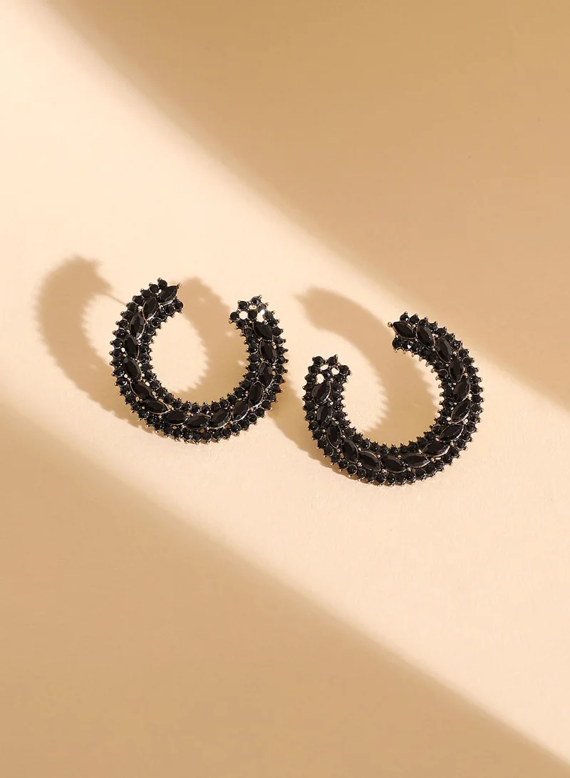 SOHI Crystal Bar Artificial Hoop Earring Jewellery