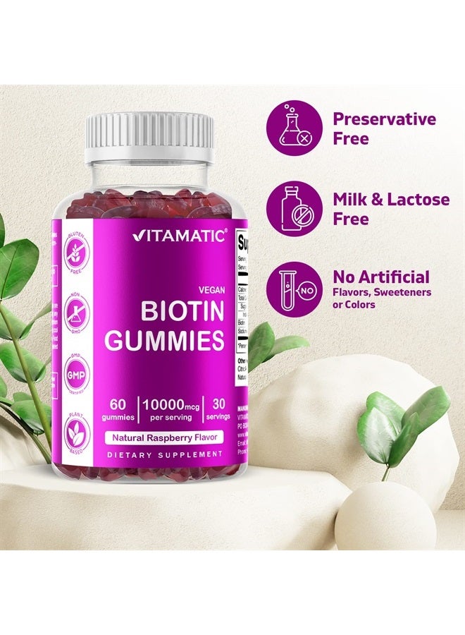 Vitamatic Biotin Gummies 10,000 mcg for Stronger Hair, Skin & Nails - 60 Vegan Gummies - Also Called Vitamin B7 (2 Bottles) - Image 4