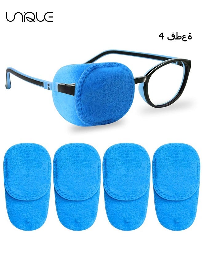 4 Pack Blindfold, Left and Right Eye Patches, Lazy Eye Patch for Children Treating Lazy Eye Amblyopia Strabismus and After Surgery 10 x 5.3cm Full Coverage (Blue)