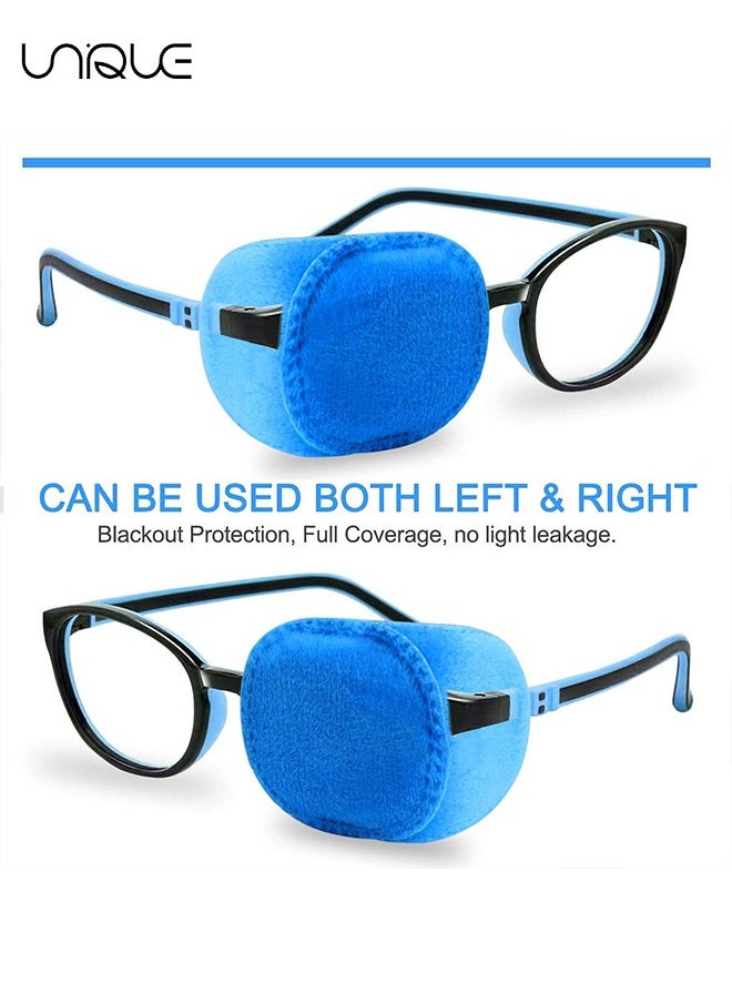 4 Pack Blindfold, Left and Right Eye Patches, Lazy Eye Patch for Children Treating Lazy Eye Amblyopia Strabismus and After Surgery 10 x 5.3cm Full Coverage (Blue)