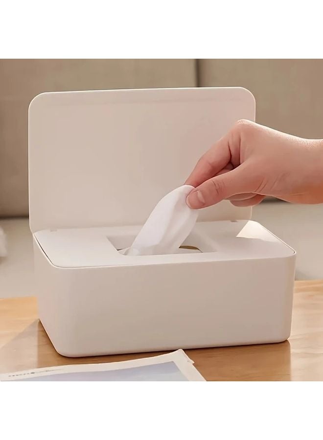 White Plastic Storage Box For Tissues Masks Wet Wipes Kitchen Bathroom Office - Image 2