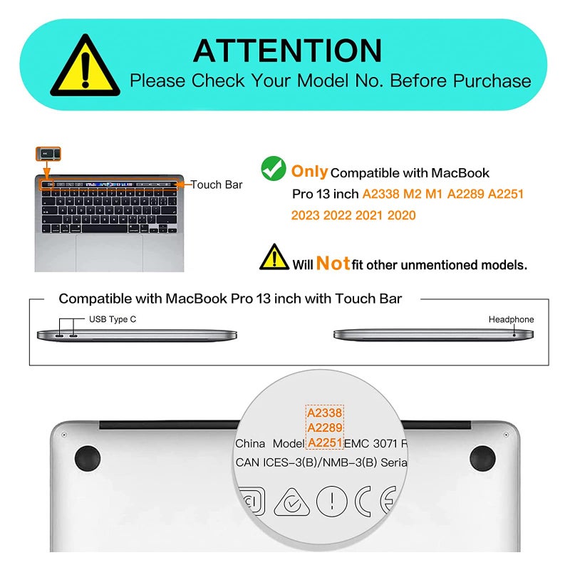 MOSISO Compatible with MacBook Pro 13 inch Case M2 2025 2024 2023 2022 2021 2020 A2338 M1 A2289 A2251 with Touch Bar, Heavy Duty Plastic Hard Shell Case with TPU Bumper&Keyboard Cover, Black - Image 2