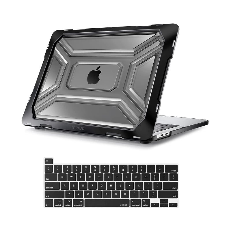 MOSISO Compatible with MacBook Pro 13 inch Case M2 2025 2024 2023 2022 2021 2020 A2338 M1 A2289 A2251 with Touch Bar, Heavy Duty Plastic Hard Shell Case with TPU Bumper&Keyboard Cover, Black - Image 1