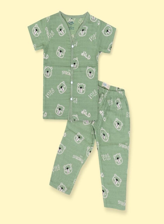 A toddler thing 100% Organic Half Sleeve Sleepsuits | Pajama Sets for Boys and Girls | Kids Nightwear | Alpha Bear | Pack of 2 | 3-6 Months - Image 5