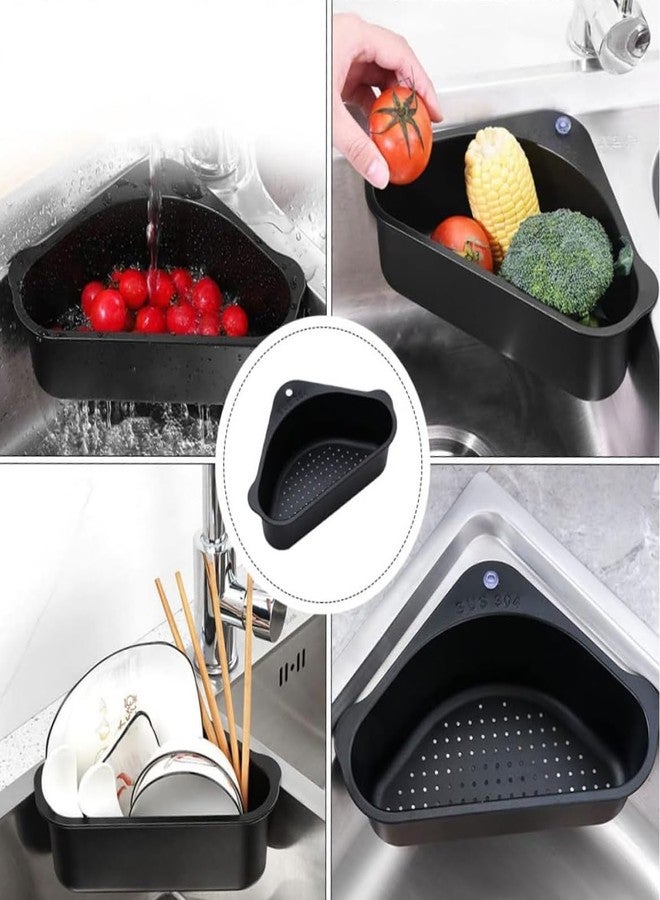 JRM Multifunctional Plastic Drain Shelf Sink Storage Rack for Kitchen, Bathroom, Soap Box Organizer (Black, 1pc) - Image 2