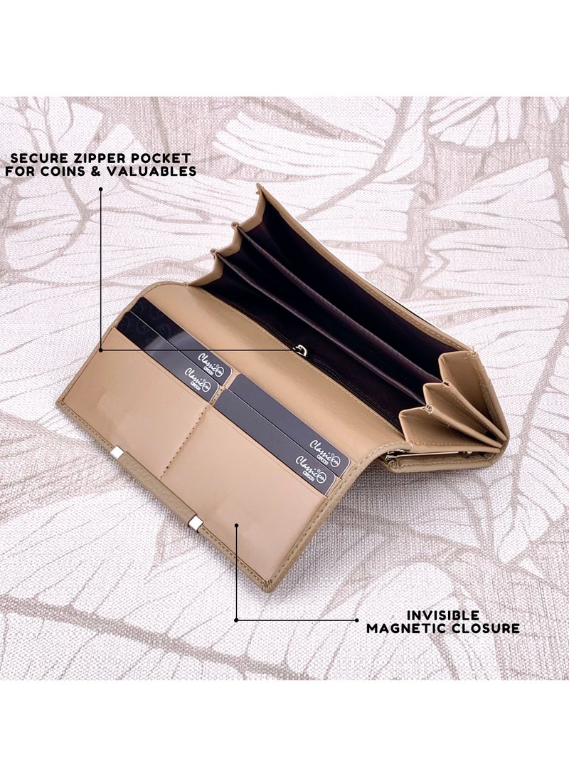 Classic Milano Premium Faux Leather Long Wallet for Women with Magnetic Closure | Ladies Wallet Card Holder Purse | Slim Women's Wallet for Daily Use, Travel, and Gifting - Image 3