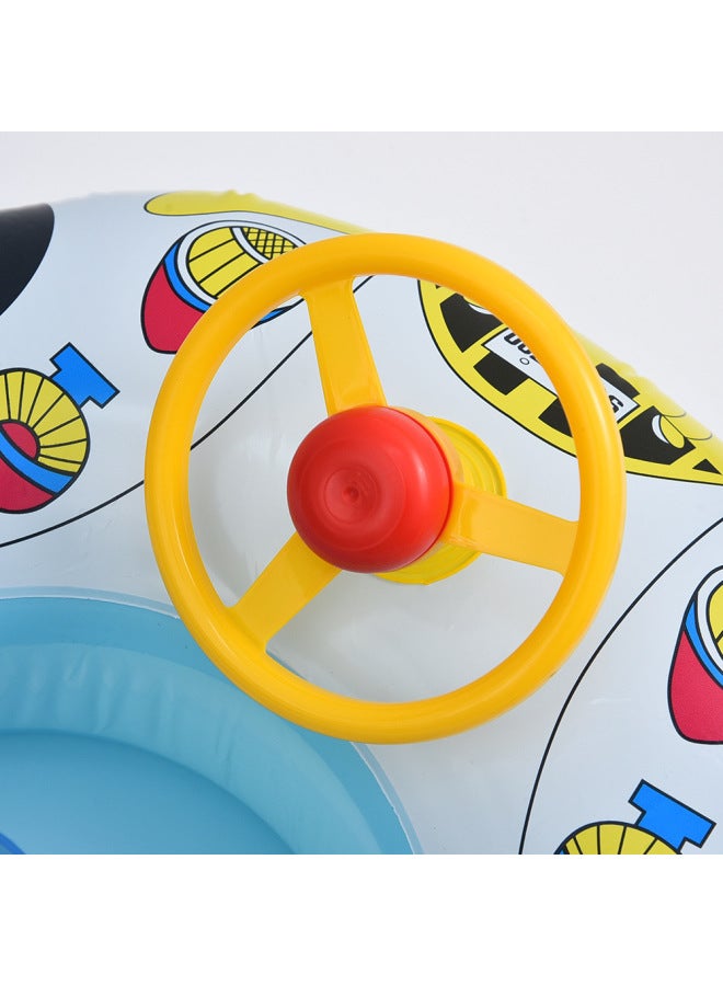 Hot Swimming Ring 1-3 Years Old Cartoon Cute Inflatable Swimming Ring Car Boat Swimming Ring With Steering Wheel-Color:Blue Car Swimming Ring  - Image 5