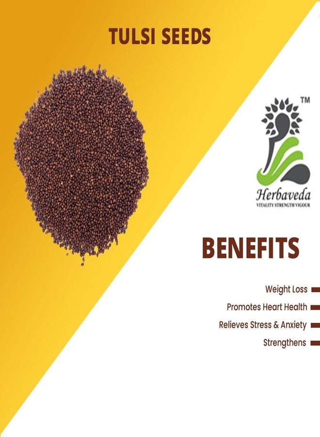 Herbaveda- Tulsi Seeds 100g | Beej Tulsi | Tulsi Manjari | Basil Seeds | Kali Tulsi Beej | Tukhme Rehan - Image 2