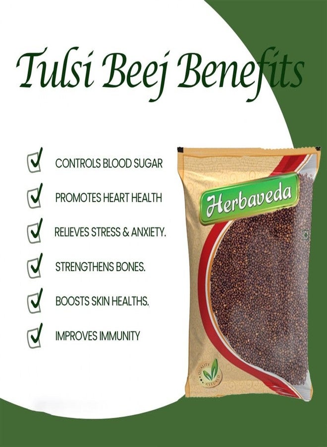 Herbaveda- Tulsi Seeds 100g | Beej Tulsi | Tulsi Manjari | Basil Seeds | Kali Tulsi Beej | Tukhme Rehan - Image 3