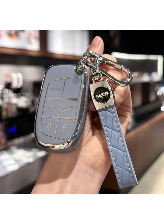 Purple Reinforced Key Fob Cover with Keychain for Jeep and Car Protector - Image 2