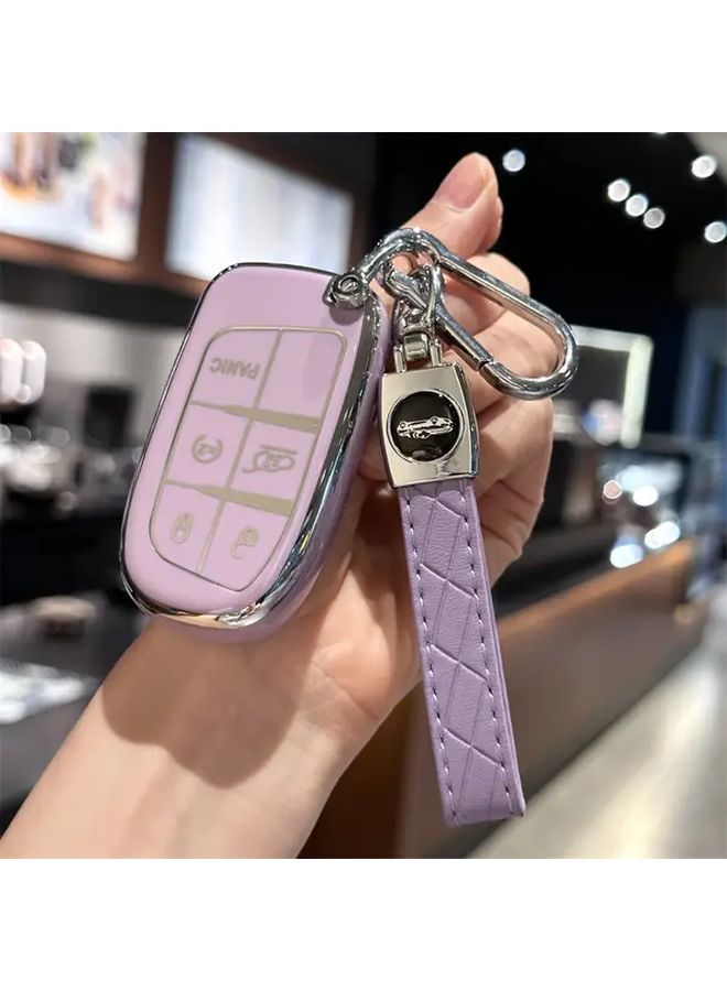 Purple Reinforced Key Fob Cover with Keychain for Jeep and Car Protector - Image 3