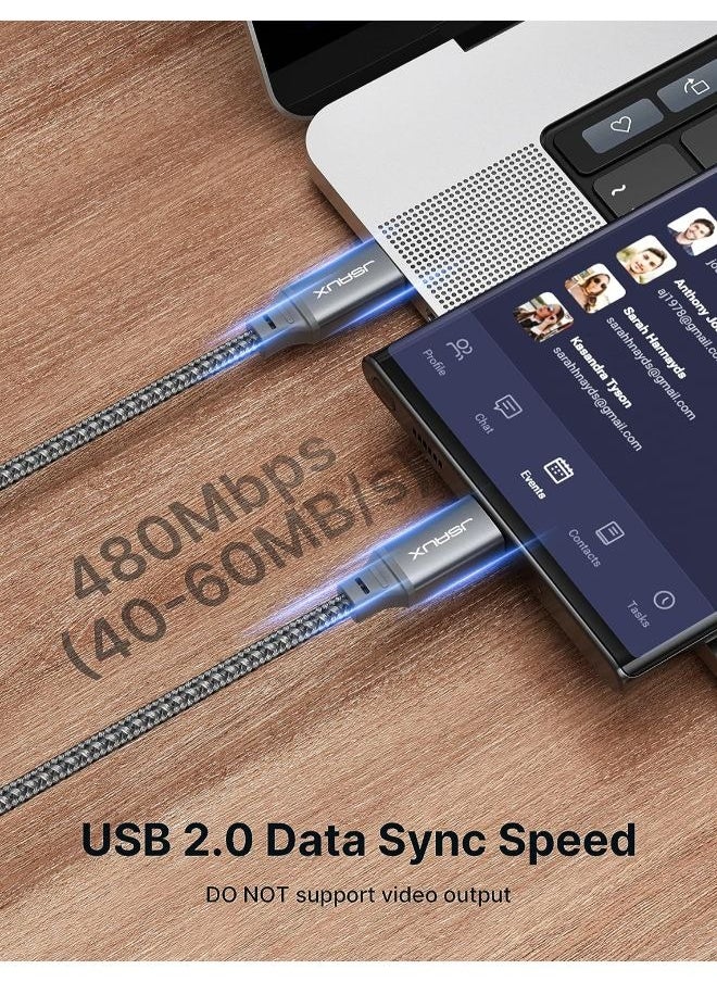 JSAUX 100W USB C to USB C Charger Cable [2-Pack 6.6FT], Type C Fast Charging Cable Compatible with MacBook Pro, iPad Pro Air, iPhone 15/15 Plus/15 Pro Max, Galaxy S23+/S23 Ultra, Pixel-Grey (2M)  - Image 3