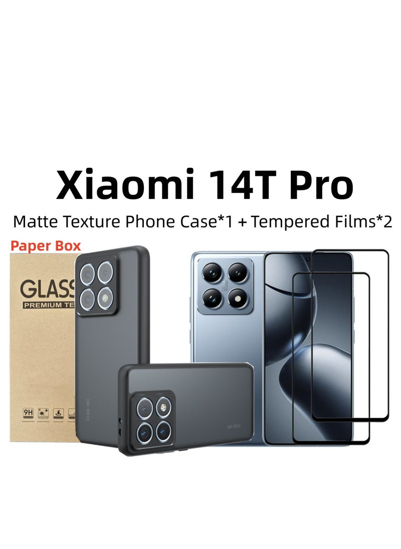 [1+2 Sets] For Xiaomi 14T Pro Case Cover & Screen Protector Frosted Translucent Back Protective Slim Phone Cover, Anti-Fingerprints, Anti-Fall Drop Protection，2 Tempered Flims - pzsku/Z58293EDEF70B97615F1BZ/45/_/1730948879/cc1d88bf-74fe-4c2b-9fe3-833e3289733a