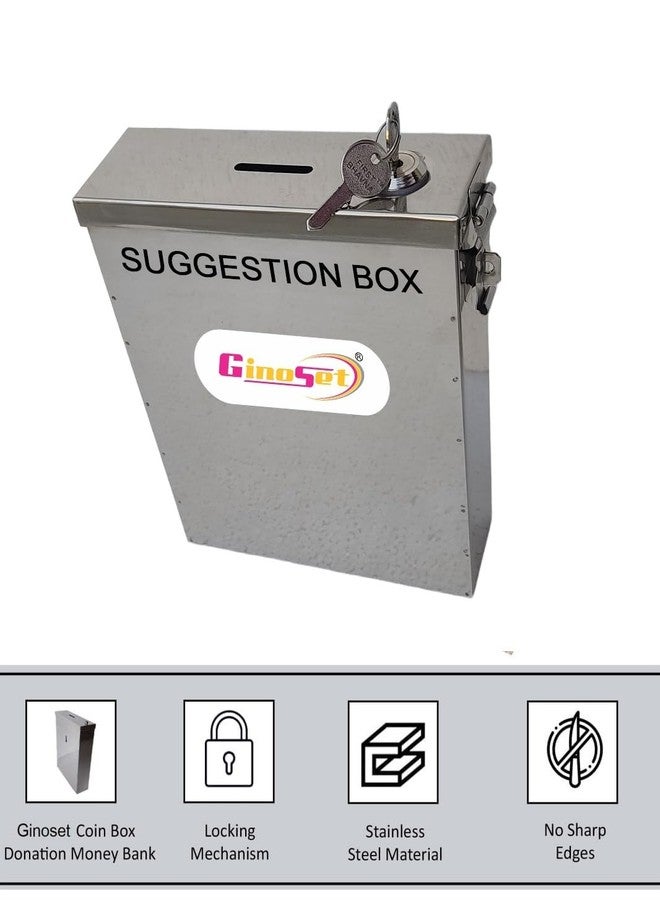 GinoSet® High GradeHeavy Metal All in one Multipurpose use Suggestion Box/Mail Box/Compaint Box/Donation Box/Wall Mountable with Two Key Lock Or Table Surface and Wall Mount Pack of 1 - Image 2