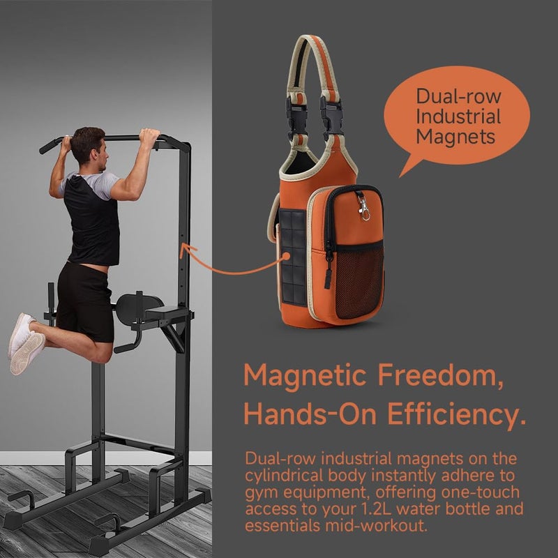 VAKAER Magnetic Gym Bag, Water Bottle Carrier Holder with Phone Pocket & Adjustable Strap,10 Ultra-Strong Magnets Stick to Fitness equipment, Workout Accessories Pouch for Women & Men - Image 3