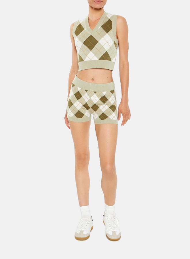FOREVER 21 Argyle Sweater-Knit Shorts - Image 1