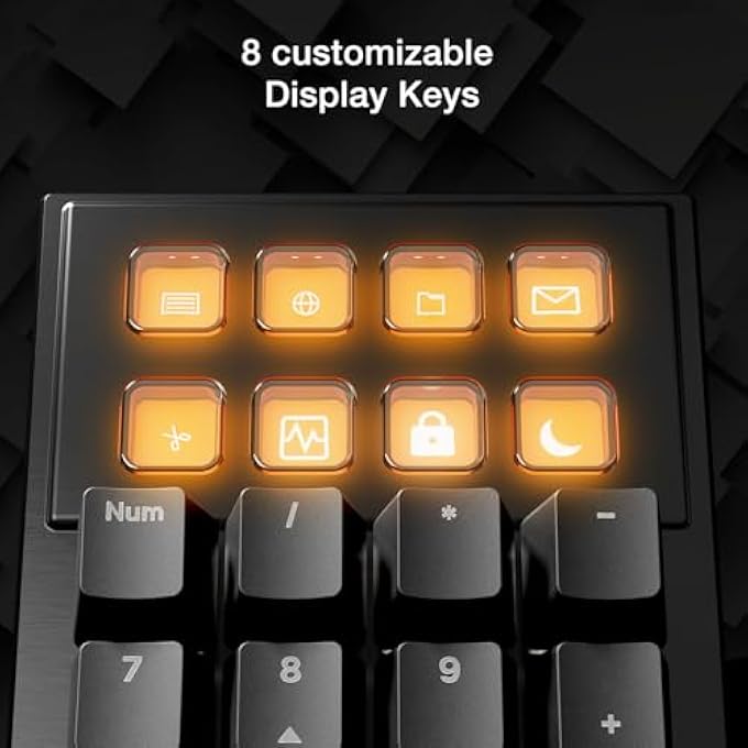 rayihni DARK MOUNT SILENT TACTILE UK ISO KEYBOARD, 8 DISPLAY KEYBOARDS, MEDIA DOCK, HOT-SWAPPABLE NUMERIC KEYPAD, FACTORY LUBRICATED MECHANICAL KEYS, 3 LAYERS OF INSULATION, DOUBLE-SHOT KEYCAPS - Image 3