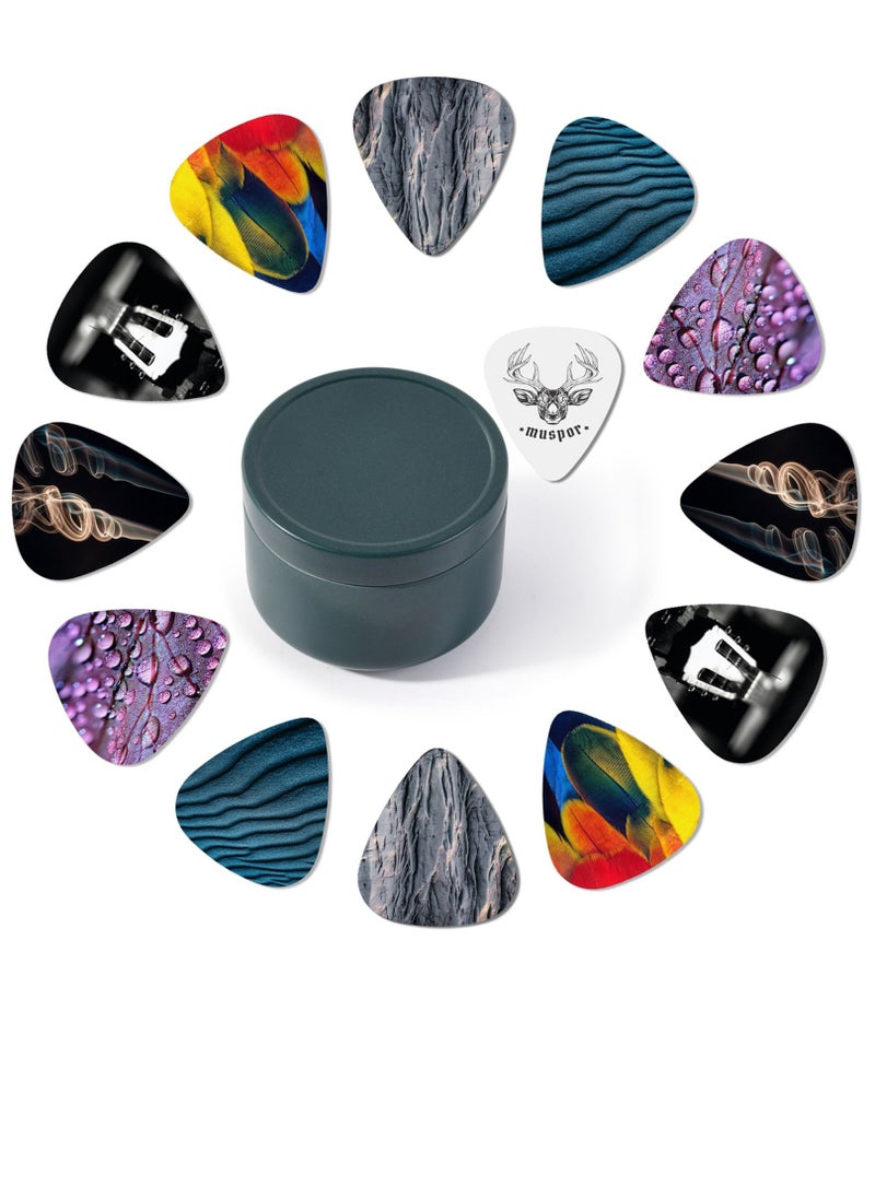 Muspor 0.71mm Electric Acoustic Guitar Colorful Picks with Iron Storage Box  - Image 1