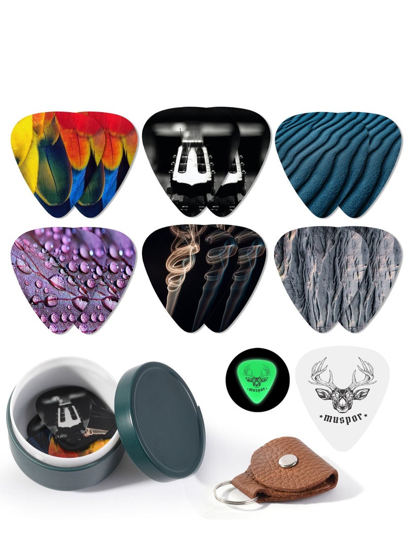Muspor 0.71mm Electric Acoustic Guitar Colorful Picks with Iron Storage Box  - Image 3