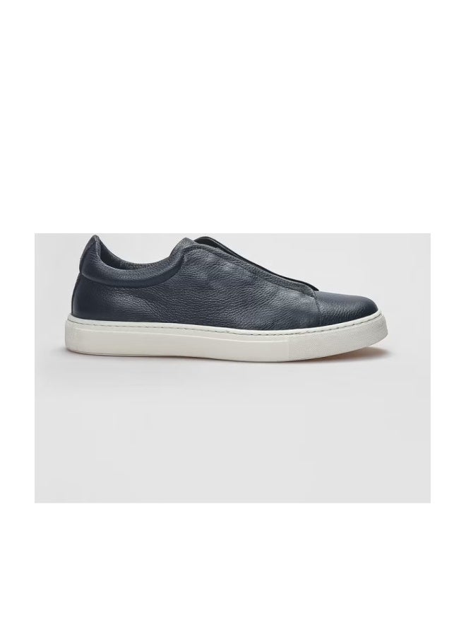 Cabani Leather Navy Blue Elastic Men's Sports Shoes - Image 1