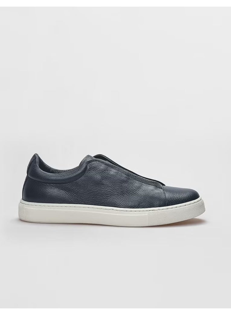 Cabani Leather Navy Blue Elastic Men's Sports Shoes - Image 3