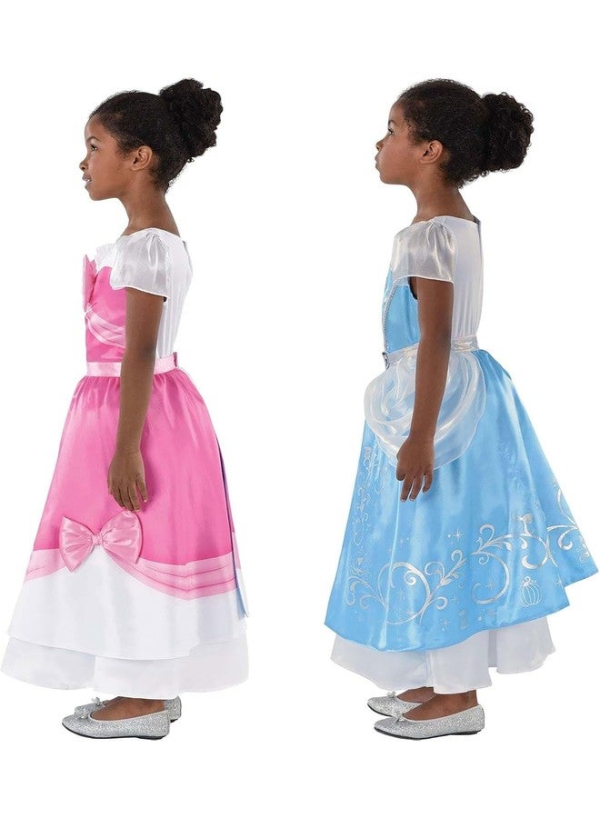 Fun Costumes زي سندريلا للبنات ذو وجهين | فستان نهاري وردي وفستان سهرة أزرق للأطفال، مقاس متوسط - Image 3