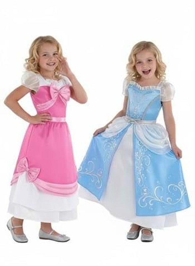 Fun Costumes زي سندريلا للبنات ذو وجهين | فستان نهاري وردي وفستان سهرة أزرق للأطفال، مقاس متوسط - Image 2