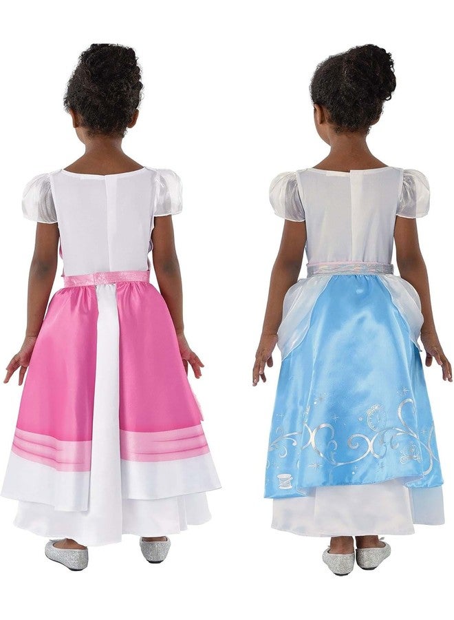 Fun Costumes زي سندريلا للبنات ذو وجهين | فستان نهاري وردي وفستان سهرة أزرق للأطفال، مقاس متوسط - Image 4