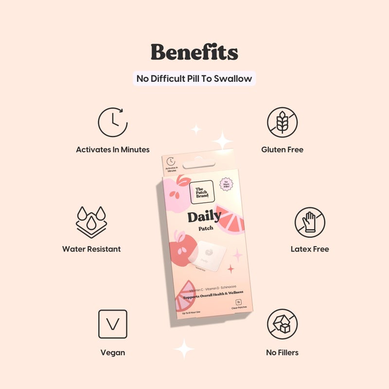 The Patch Brand Daily Support Patches | Natural Wellness Infused with Vitamin C, Zinc Citrate, Vitamin D, Ginko Biloba and Echinacea - Image 5