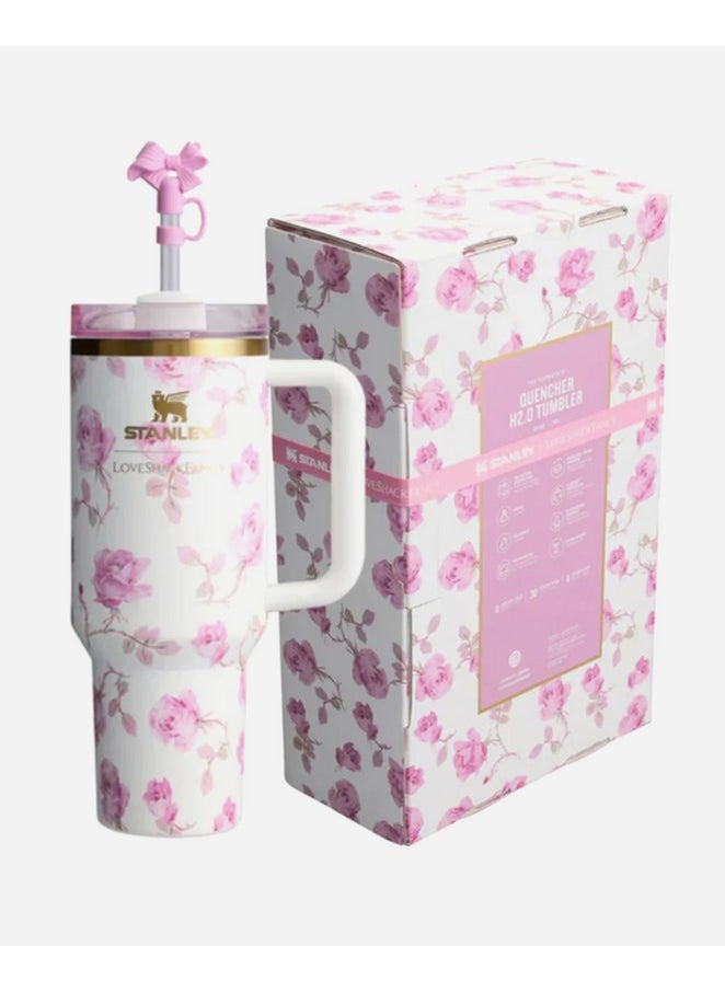 Stanley - Stanley Quencher H2.0 Tumbler with Handle & Straw 40 oz | Twist On 3-Way Lid | Cupholder Compatible for Travel | Insulated Stainless Steel Cup | BPA-Free | Peony  Blooming Heirloom - Image 1