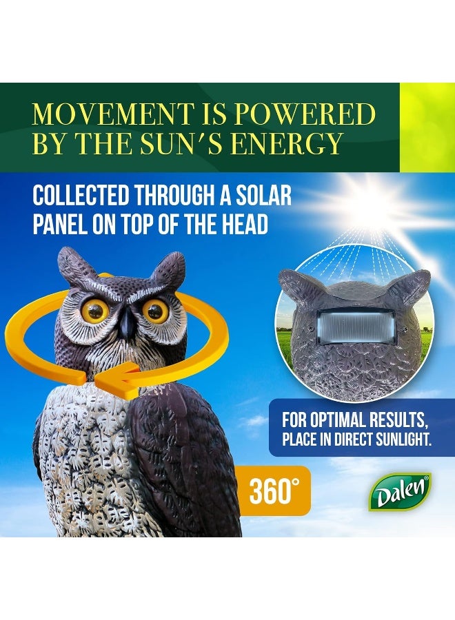 Dalen GARDENEER Dalen SOL-R Action Large Solar Fake Owl Decoy to Scare Birds Away - 18" Tall - 360Âº Rotating Head - Image 1