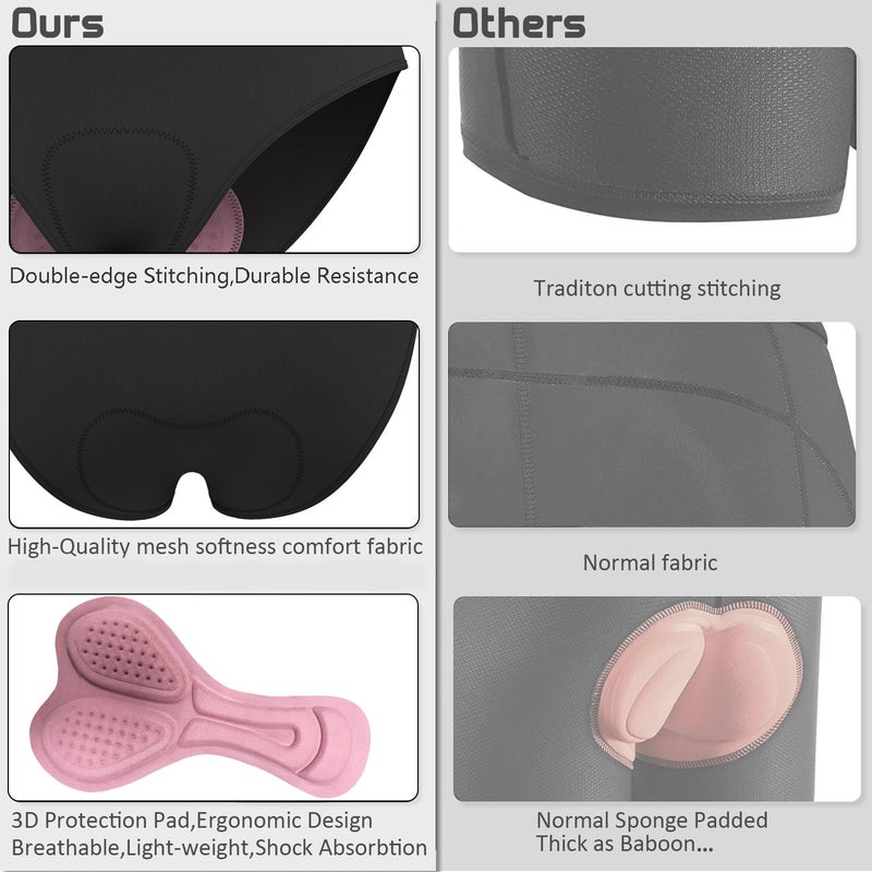MeiXiu Women's Cycling Underwear 4D Padded Bike Shorts Lightweight Biking Bicycle Briefs with Padding Shock Absorbing Comfortable Black - Image 4